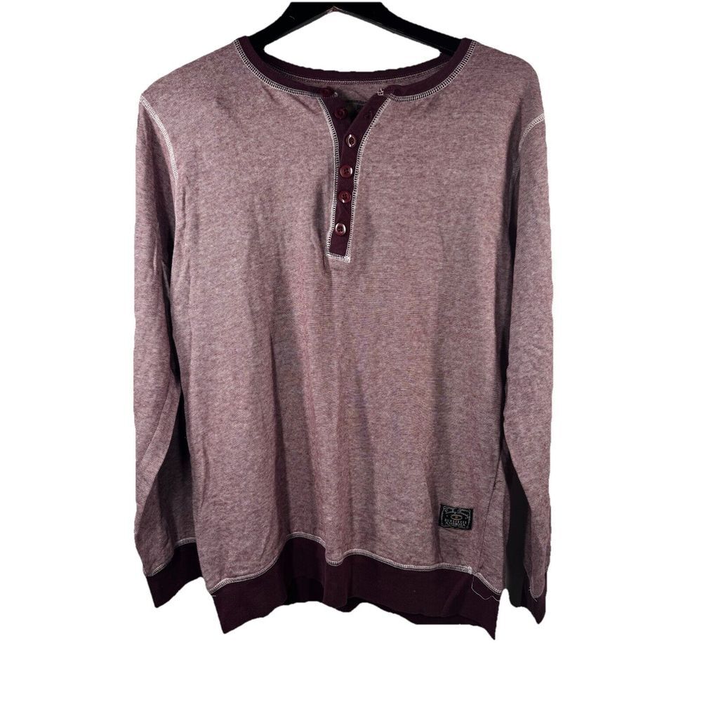 Lucky Brand Sweater Womens Large Red Striped Henley Pullover‎ Size M